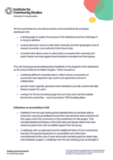 We then presented via a live demonstration and screenshots the prototype dashboard with: